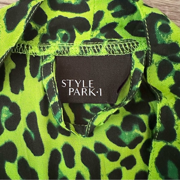 Style Park 1 Neon Green Animal Print Cheetah Kimono w/Pockets OS Bali Bohemian - Picture 9 of 11